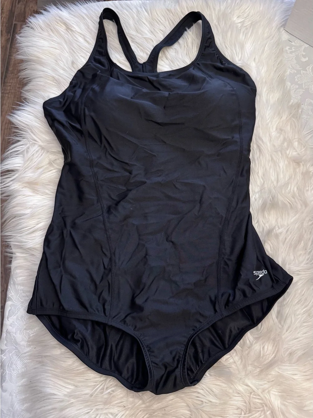 Speedo Plus Size 18 Solid One Piece Swimsuit Black Slimming Modest